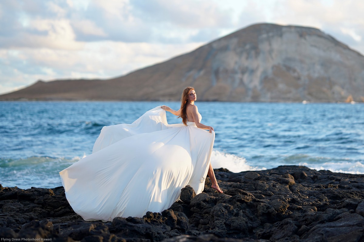 Flying Dress Photoshoot Hawaii White