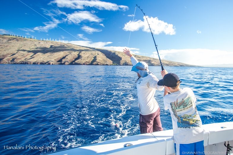 fishing off the shore from Maui