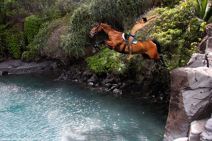 horseback cliff jumping